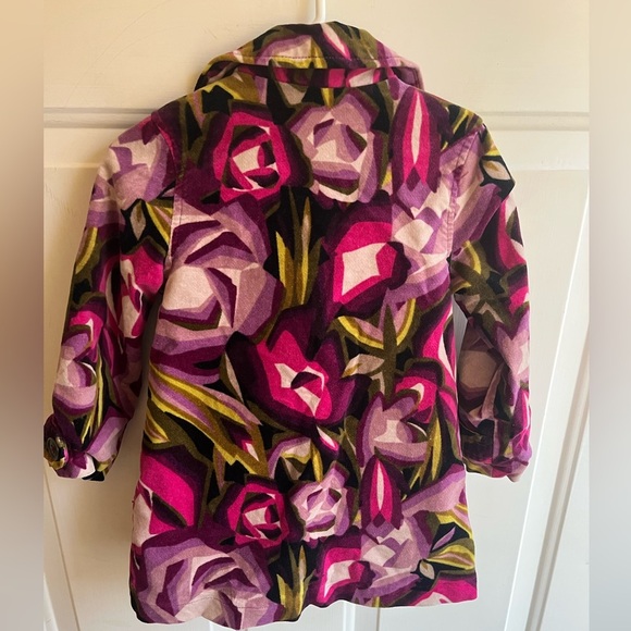 Little Girls Missoni‎ for Target Floral Velvet Button Purple Pink Peacoat 18/24M - Picture 6 of 8
